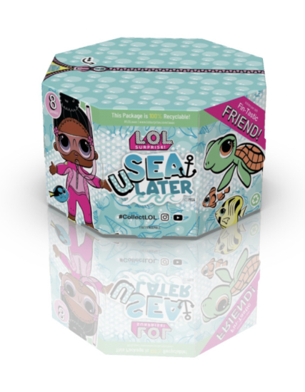 Concept for paper packaging to replace L.O.L. Surprise Doll packaging