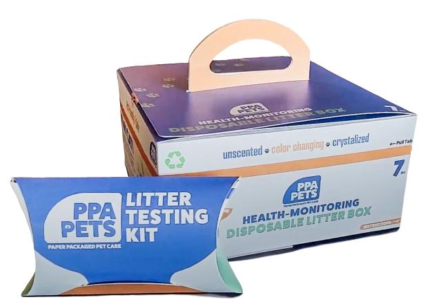Pennsylvania College of Art & Design PPA Pets Disposable Litter Box & Litter Testing Kit prototype